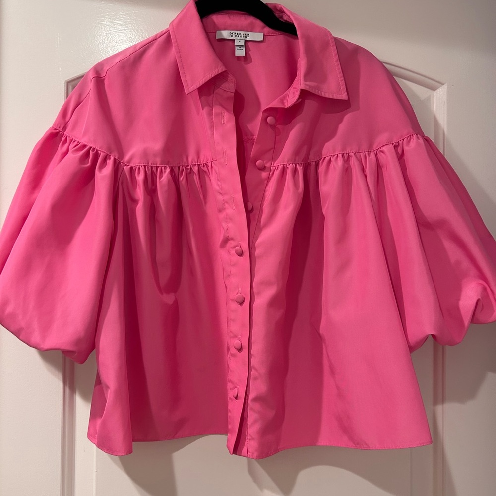 10 Crosby Derek Lam Pink balloon Sleeve Blouse